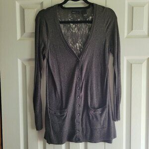 Grey button Caridgan webbed back design